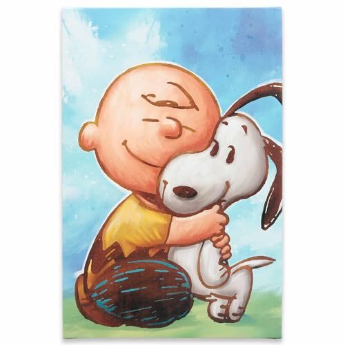 Open Road Brands Peanuts Charlie Brown and Snoopy Gallery Leinwandbild, herzerwärmende Umarmung, Wanddekoration für Zuhause