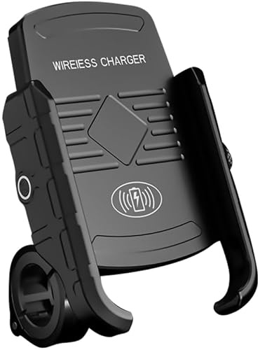 FUNOMOCYA Motorcycle Phone Holder 15W Wireless Charging Ip66 for outdoor | Stable Hold Protective Gasket 8mm Sensing Distance 0. Automatic Identification Fits 3.5-6.5 Inch Phones 1 Br Pa66