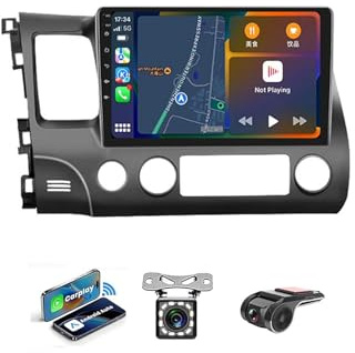 RUCERU Android 14 9 Pulgadas Radio Coche con Pantalla Táctil para Honda Civic 8 2006-2011 Conecta y Reproduce Soporte Dab Mandos de Volante 4G WiFi Bluetooth RDS/USB/FM/Am(NF-1 WiFi 1G+32G)