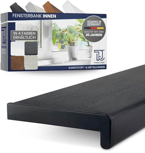 TJ Fensterbank Innen I 15 x 120 cm I Anthrazit I hochwertige PVC Fensterbank mit Seitenabschluss I Fensterbrett kratzfest & feuchtigkeitsundurchlässig I pflegeleichter & langlebiger Fenstersims Innen