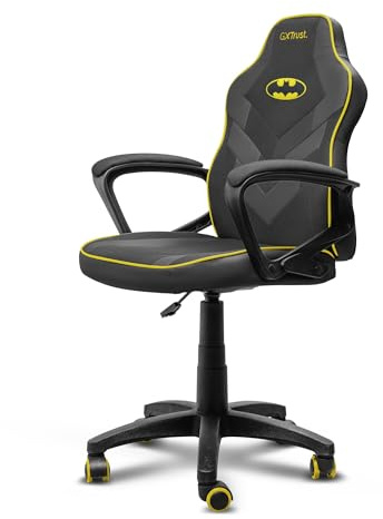 GXTrust Revvo Sedia Gaming con Licenza Batman per Bambini 4-12 Anni, Nero | Sedia da Gaming in Tessuto Regolabile in Altezza, Bracciolo Imbottito, Console di Gioco Supereroe Videogiochi