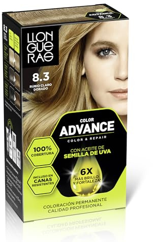 Llongueras Color Advance Tinte Pelo Mujer Coloración Permanente 100% Cobertura Incluso En Canas Resistentes - Tono 8.3 Rubio Claro Dorado
