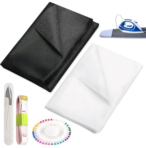 2 Pcs Bügelvlies 400cmx100cm Volumenvlies Zum AufbüGeln 100g/m² Bügelvlies Zum Verstärken,fur Nähen,Basteln Usw,Mit 1 Pcs Schere,1 Pcs Maßband,40 Pcs Positionierungsnadel