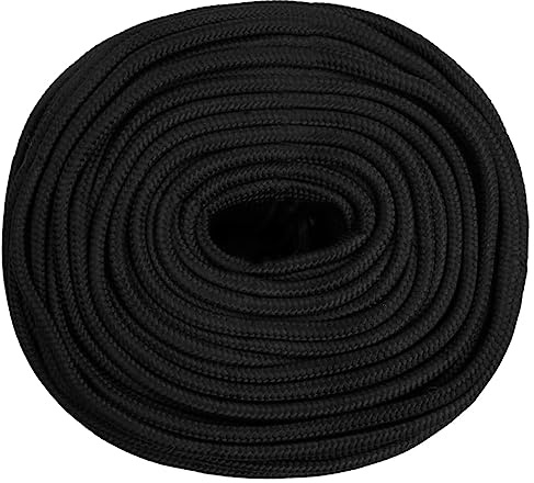 Mokuyary Corda da barca nera completa 10 mm 100 m in polipropilene corda intrecciata multiuso per fai da te, casa, giardino e officina