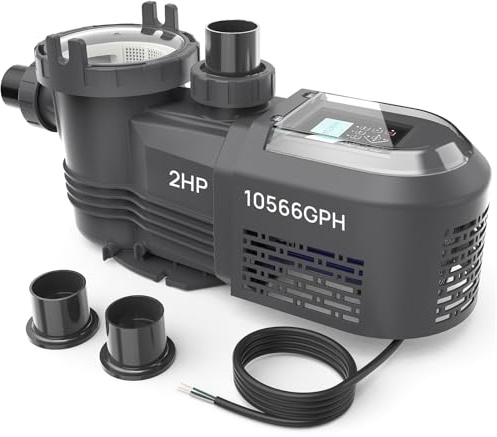AQUASTRONG - Pompe de piscine à vitesse variable 2 HP 220 V 10566 GPH Pompe de piscine d'entrée et d'entrée - Efficacité énergétique - Débit élevé - Puissantes pompes de piscine avec panier