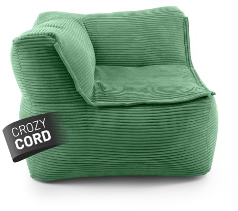 Lumaland Modular Sitzsack Ecke Links Cord 340 L für Modulares Sofa | ideales Match mit Sessel & Pouf | EPS Perlen Bean Bag mit Füllung | Indoor Lounge Sitzkissen waschbar für Wohnzimmer, Schlafzimmer