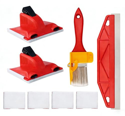 8pcs Paint Edger Tool Set, 2 Painting Edge Tool with 4 Replacement Pads, 12 Inch Wall Shield and Cutting in Brush for Professional Wall and Ceiling Painting