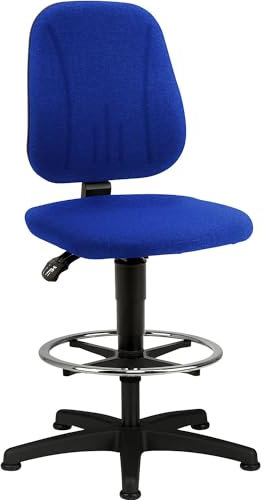 bimos | Arbeitsdrehstuhl | mit Gasfeder-Höhenverstellung | Stoffbezug | blau | mit Bodengleitern und Fußring