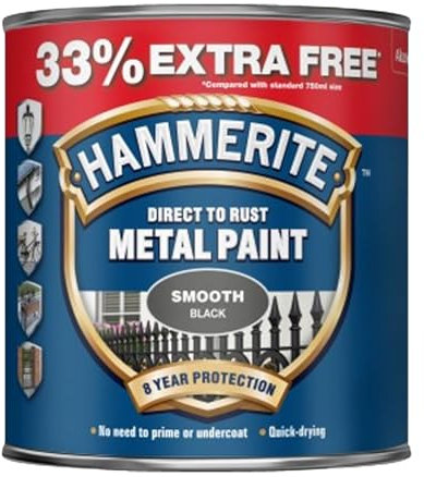Hammerite 5092966 Direct to Rust Smooth Finish 750ml Black