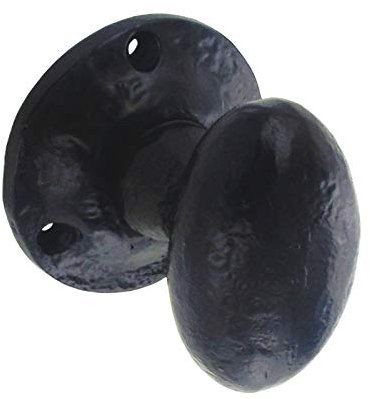 Pair of Mortice Door Knobs Black Antique Tudor Iron 55mm (2)