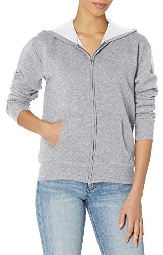 Hanes - Felpa da Donna con Cappuccio in Pile EcoSmart con Cerniera Integrale, Acciaio Leggero., X-Large