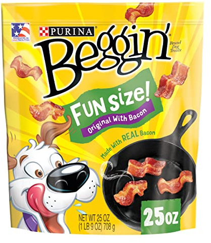 Purina Beggin' With Real Meat Dog Treats, Fun Size Original With Bacon Flavor - 25 oz. Pouch