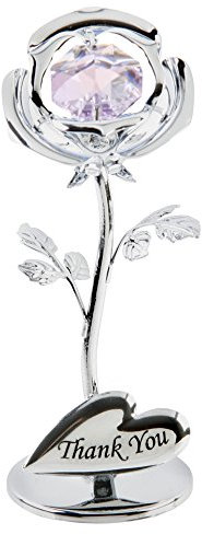 Crystocraft Keepsake Gift - Celebration Rose Gift Ornament THANK YOU with Swarvoski Crystal Elements by Widdop Bingham