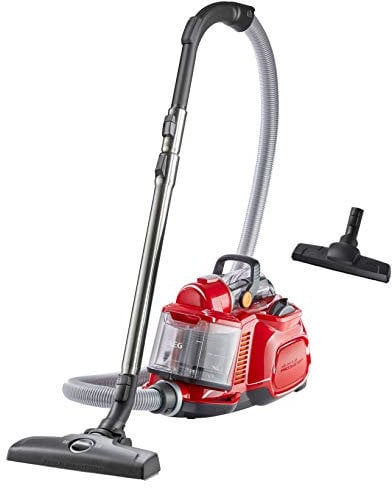 AEG LX7-2-FFP Staubsauger beutellos / inkl. Zusatzdüsen / 750 Watt / 9 m Aktionsradius / 1,4 l Staubbehälter / ergonomischer Handgriff / waschbarer Hygiene Filter / rot