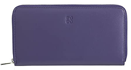 DUDU Große Bunte Damenbrieftasche RFID in echtem Leder mit Rundum - Reißverschluss Mauve