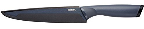 Tefal Fresh Kitchen Couteau à trancher 20 cm, Lame en acier inoxydable avec titane de haute qualité, Revêtement antiadhésif, Zone confort, Etui de protection de lame K1221205