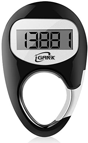 iGANK Simple Walking Pedometer 3D Step Counter for Men Women Kids (Black)