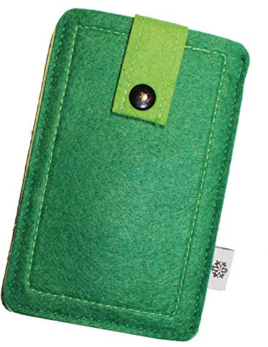 Davii Handy Filztasche passend für Apple iPhone 11 Pro/X/XS (nur Handy), robuste Handy Schutzhülle mit Lasche & Druckknopf, Rundumschutz - M Grün