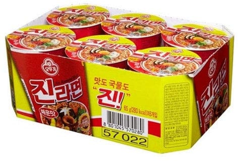 Ottogi Jin Ramen (Hot) Cup Noodles 65g (6 Cups)