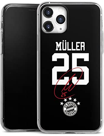 Slim Case kompatibel mit Apple iPhone 11 Pro Silikon Handyhülle transparent Hülle extra dünn FC Bayern München FCB Thomas Müller