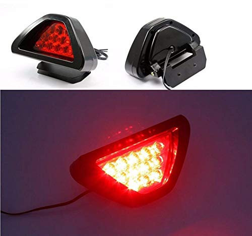 Jackallo Feux de remorque à LED, Style F1 DRL Rouge 12 LED arrêt arrière arrière Brouillard feu de freinage Triangulaire arrêt Lampe de sécurité Moteur de Voiture
