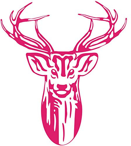 wall-refine WM-00002 | Hirschkopf | 50 x 57 cm, pink/Magenta, seidenmatt, Wandtattoo Wandaufkleber in Premium Qualität, Wanddeko Deko Hirsch Kopf Geweih Jäger