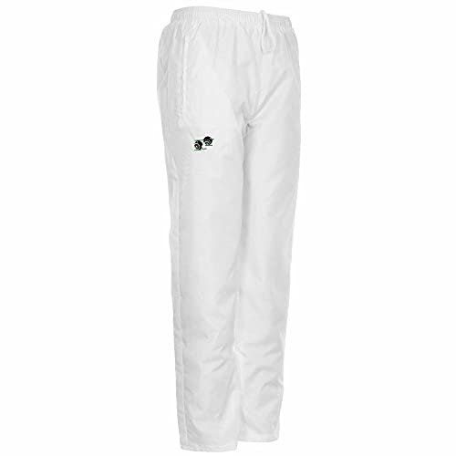 Silver® Mens Bowling Jacket Fully Fleece Lined Waterproof Hooded Jackets, Body Warmer and Trouser Lawn Bowls Club Waterproof Pants Outerwear Tops & Bottoms (White Trouser, M)