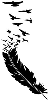 Bhysfenhgttvv 5 stücke Auto Aufkleber9,4 * 20 cm Feder Mit Vögeln Vinyl Aufkleber Auto Fenster Aufkleber Schwarz