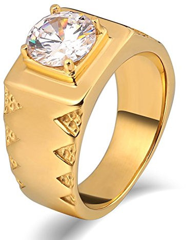 Ayoiow Ring Männer Biker, Ringe Herren Edelstahl Größe 54 (17.2), Siegelring, Gold