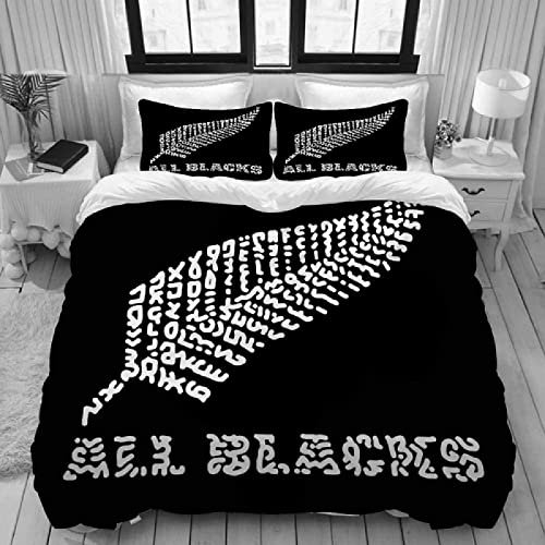 XXXXAWA Bettwäsche 135x200 Neuseeland Black Rugby Team, Weiche GebüRstet Mikrofaser Winter Bettzeug Set, Bettbezug + 2 Kissenbezug 80x80 cm mit ReißVerschluss