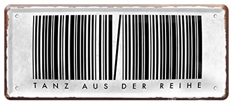 Tanz aus der Reihe Schild - lustiges Deko Blechschild - witziges Metallschild zur Dekoration von Partykeller Partyraum Kellerbar - mit Montageset - Geschenkidee für Techno Fans - 28x12cm