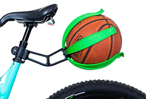 KIK BALL, Porta Pallone da Bicicletta, Dispositivo per la Sicurezza di Bambini e Ragazzi, Supporto di Facile Applicazione, Adatto a Palloni da Calcio, Pallvolo, Basket e Rugby, Colore Verde