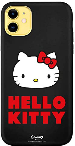 Originalhülle kompatibel mit iPhone 11, Schwarz mit einem Design von Hello Kitty Logo