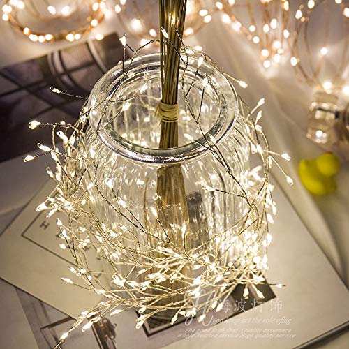 Hillylolly Led Lichterkette Batterie, 3m 100leds Mini Led Lichterkette Batteriebetrieben mit Fernbedienung, Kaltweiß, Draht, 8 Modi, für Party, Weihnachten Deko