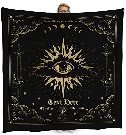 Personalised Tarot Card Fleece Blanket | Tarot Card - The Eye |150cm x 150cm Extra Large Soft Luxury Fleece Blanket | Custom Her And Him Gift Idea | Amazing Reviews - Made In England