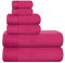 GLAMBURG Lot de 6 serviettes 100 % coton ultra douces, contient 2 serviettes de bain de 71.1x140.2 cm, 2 essuie-mains de 40.6x61 cm, absorbantes, légères et à séchage rapide – Rose vif