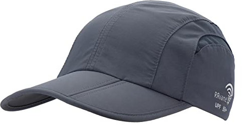 RRvane Gorra de béisbol plegable con protección solar UPF50+, de secado rápido, portátil, ajustable, para deportes al aire libre, para hombres y mujeres, Gris oscuro-b, talla única