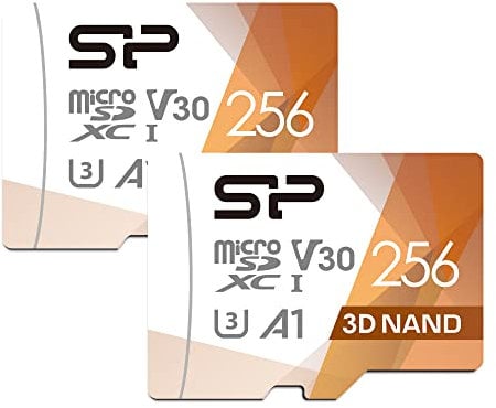 Silicon Power Lot de 2 Cartes Micro SD 256 Go compatibles U3 Nintendo Switch, Carte mémoire microSD SDXC microsdxc Haute Vitesse avec Adaptateur