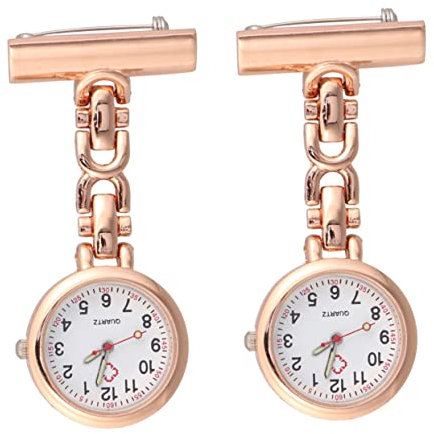 Mikikit 2stücke Chic Nurse Pocket Watch Brooch Mit Pin Clip Retro Medizinuhr Roségold Für Krankenschwestern Und Ärzte Accessoire Für Medizinischen Alltag