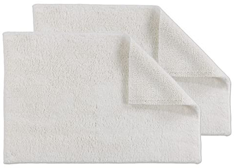 Schöner Wohnen Kollektion Badteppich einfarbig Creme - 2er Set 60 x 90 cm – waschbare Badematte rutschfest Badezimmer - 100% Baumwolle – Duschvorleger Trockner geeignet