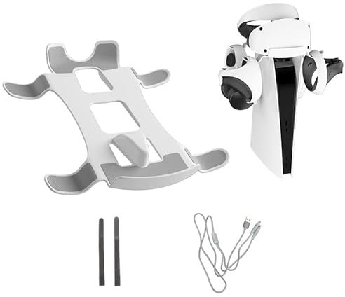 VR Storage Stand Bracket for PS VR2,VR Headset & Controllers Holder Display Station with Charging Cable,Settled on The 𝙋𝙎5 Console,VR Accessories