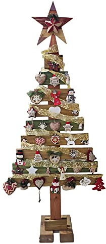 Árbol Navidad Artesanal ecológico de Madera con luz y Accesorios 240 x 97 cm