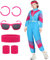 YADODO 80er Jahre Outfit Damen Mottoparty - Netzoberteil, Neon Party Kostüm, Accessoires für Aerobic - Typisch 90er Kleidung (XL)