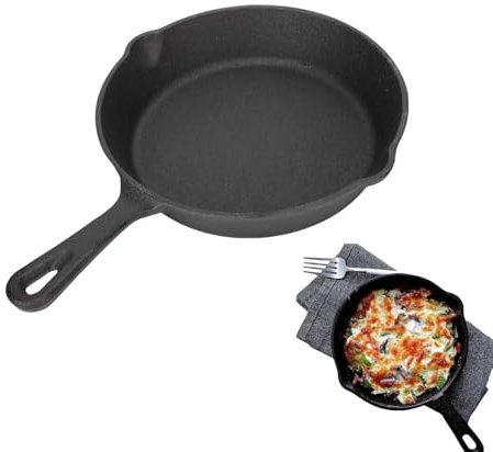 Sartén De Hierro Fundido, Sartén Antiadherente Presazonada Con Pico De Goteo Doble Para Uso En Interiores Y Exteriores, Asar A La Parrilla, Freír Y Hornear(16CM)