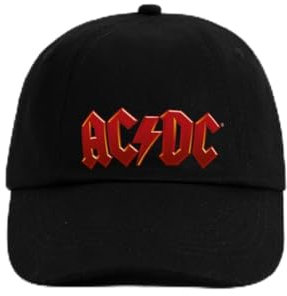 Spreadshirt AC/DC Klassisches Logo Mit Blitz Baseballkappe, One Size, Schwarz/Schwarz