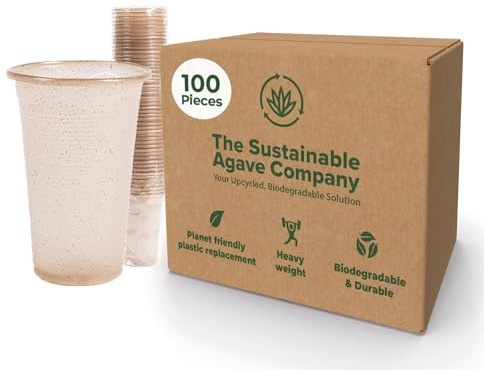 Sustainable Agave Co – Sweet Agave fiberkoppar – 12 oz – 100 stycken – biologiskt nedbrytbar, växtbaserad, tillverkad med avancerade material – klar