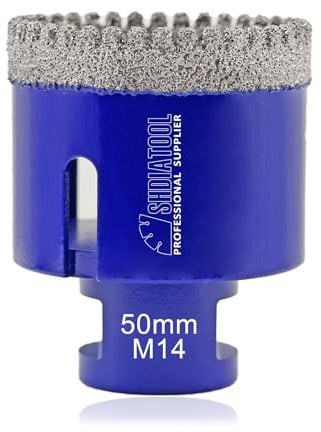 SHDIATOOL Diamant Fliesenbohrer Bohrkrone Lochschneider Werkzeug Lochsäge mit M14 Gewinde für Porzellan Kachel Marmor Keramik Granit, 50mm Bohrer