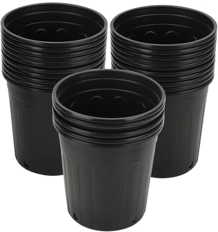 MUKCHAP 25 PCS 17 x 17.5cm Black Plastic Plant Pots, Plastic Nursery Pots with Drainage Holes, Nursery Flower Pots for Cutting, Transplanting