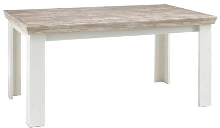 Furn.Design Esstisch in weiß Pinie und Oslo Pinie Landhaus Esszimmertisch Küchentisch 160 x 90 cm Rovola