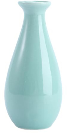 MAGICLULU Small Ceramic Vase 4.33In Blue Desktop Flower Vase Breathable Pot for Home and Office Decoration